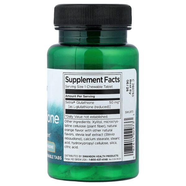 30-93.jpg Swanson Vitamins - L-Glutationa 60 Comprimidos Mastigáveis (50 mg por Comprimido)