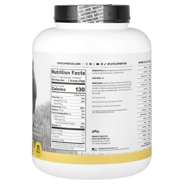 Levels - Proteína Whey em Pó de Gado Criado no Pasto Fava de Baunilha 2,27 kg