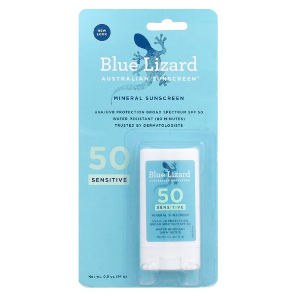 Blue Lizard Australian Sunscreen - Sensível Protetor Solar Mineral em Bastão FPS 50+ 14 g