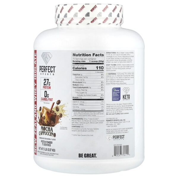 PERFECT Sports - Whey Protein Isolado da Nova Zelândia Mocha Latte Cappuccino 2,27 kg