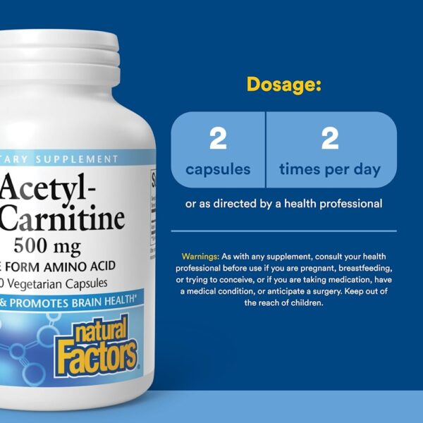 Natural Factors - Acetilcarnitina 500 mg 120 Cápsulas Vegetarianas