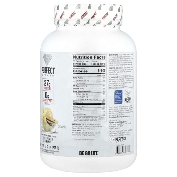 PERFECT Sports - Whey Protein Isolado da Nova Zelândia Baunilha Francesa 908 g