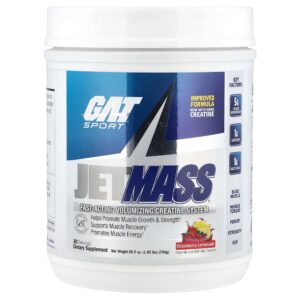 GAT - JetMass Sistema de Creatina Volumizadora de Ação Rápida Limonada de Morango 750 g