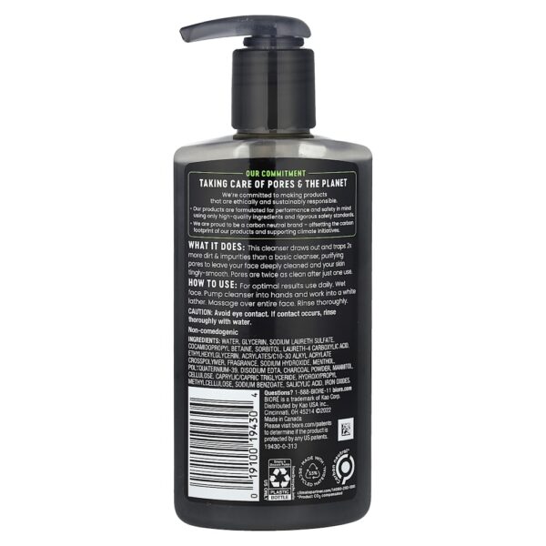 Biore - Limpador de poros de ação profunda com carvão vegetal 200 ml