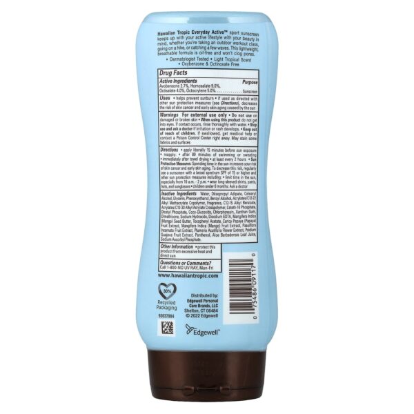 34-26.jpg Hawaiian Tropic - Everyday Active Loção de Protetor Solar Sport FPS 50 Frutas Tropicais Leves 235 ml
