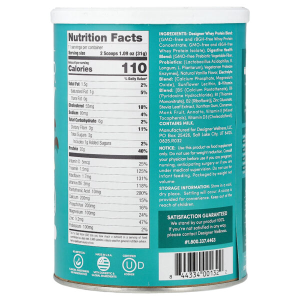 Designer Wellness - Designer Whey 100% Whey Protein Natural em Pó Baunilha Francesa 340 g
