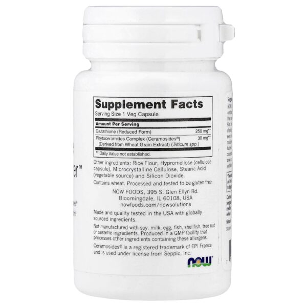 NOW Foods - Solutions Glutathione Skin Brightener 30 Cápsulas Vegetais
