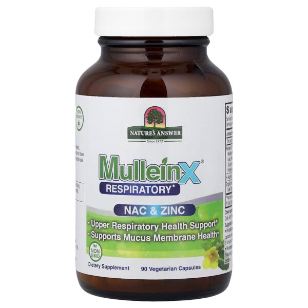 Nature's Answer - MulleinX Respiratório NAC e Zinco 90 Cápsulas Vegetarianas