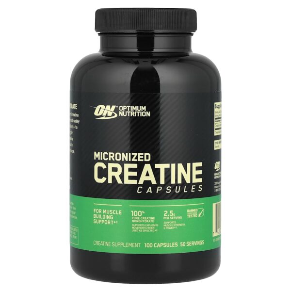 Optimum Nutrition - Cápsulas de Creatina Micronizada 100 Cápsulas (1,25 g por Cápsula)