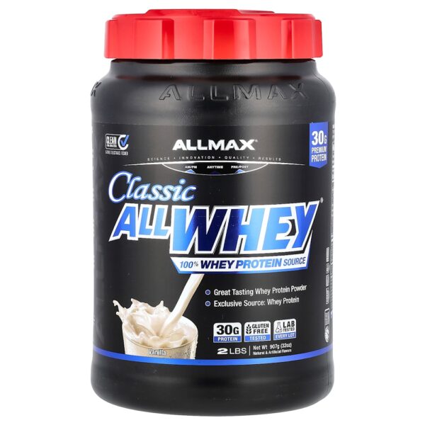 ALLMAX - CLASSIC ALLWHEY 100% Fonte de Whey Protein Baunilha 907 g