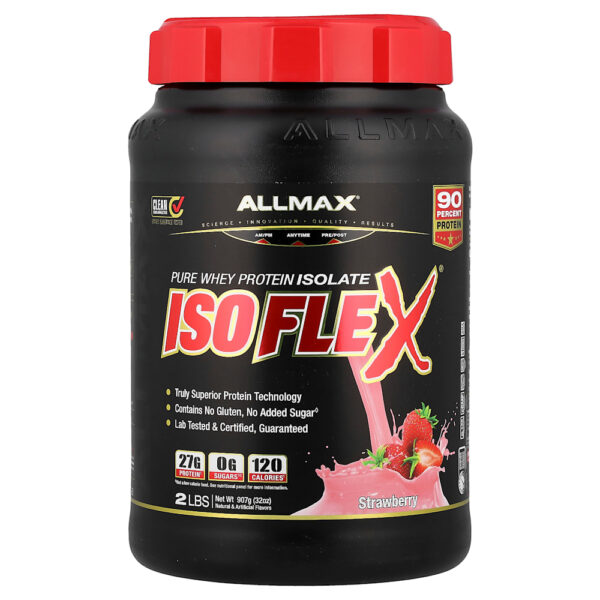 ALLMAX - Isoflex Isolado de Proteína Whey Pura Morango 907 g