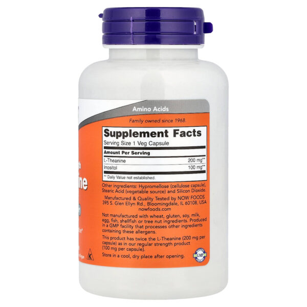 NOW Foods - L-Theanine 200 mg 120 Cápsulas Vegetais