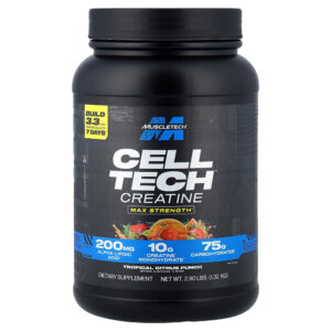 MuscleTech - Creatina Cell Tech Sabor Ponche Cítrico Tropical 1,36 kg