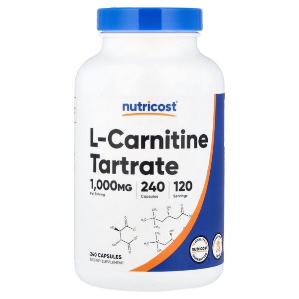 40-38.jpg Nutricost - L-Carnitina Tartarato 240 Cápsulas (500 mg por Cápsula)