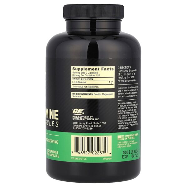Optimum Nutrition - Glutamina 240 Cápsulas (0,5 g por Cápsula)