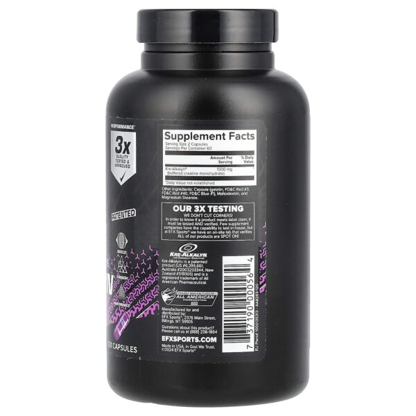 EFX Sports - Kre-Alkalyn EFX 120 Cápsulas (750 mg por Cápsula)