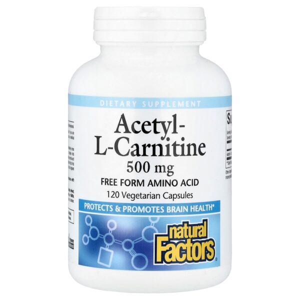 Natural Factors - Acetilcarnitina 500 mg 120 Cápsulas Vegetarianas