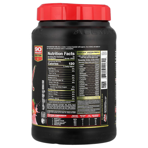 ALLMAX - Isoflex Isolado de Proteína Whey Pura Morango 907 g