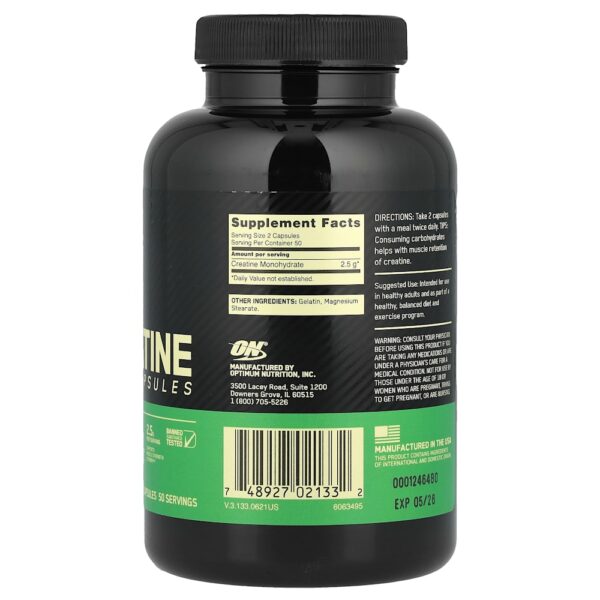 Optimum Nutrition - Cápsulas de Creatina Micronizada 100 Cápsulas (1,25 g por Cápsula)