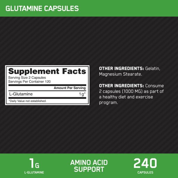 Optimum Nutrition - Glutamina 240 Cápsulas (0,5 g por Cápsula)
