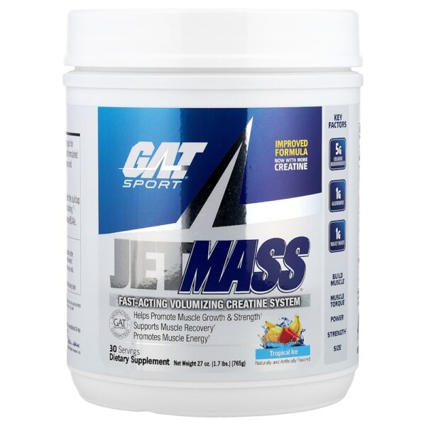 GAT - JetMass Sistema de Creatina Volumizador de Ação Rápida Gelo Tropical 771 g