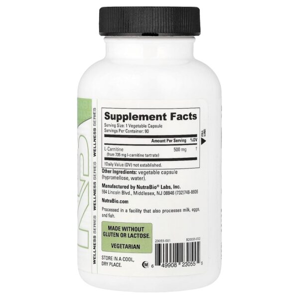 Nutrabio Labs - L-Carnitina 90 Cápsulas (500 mg por Cápsula)