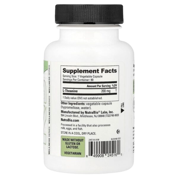 Nutrabio Labs - L-Theanine 90 Cápsulas (200 mg por Cápsula)