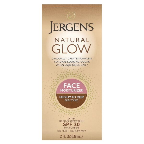 Jergens - Brilho Natural Hidratante Facial FPS 20 Tons de Pele Médios a Escuros 60 ml