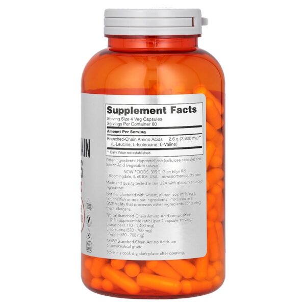 NOW Foods Sports - Aminoácidos de Cadeia Ramificada 240 Cápsulas