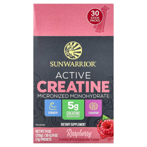 47-4.jpg Sunwarrior - Creatina Ativa Micronizada Mono-hidratada Framboesa 30 Embalagens 7 g Cada