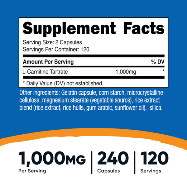 48-14.jpg Nutricost - L-Carnitina Tartarato 240 Cápsulas (500 mg por Cápsula)