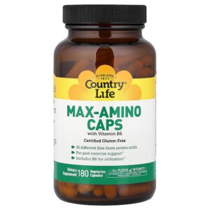 Country Life - Max-Amino Cápsulas Com Vitamina B-6 180 Cápsulas Vegetais