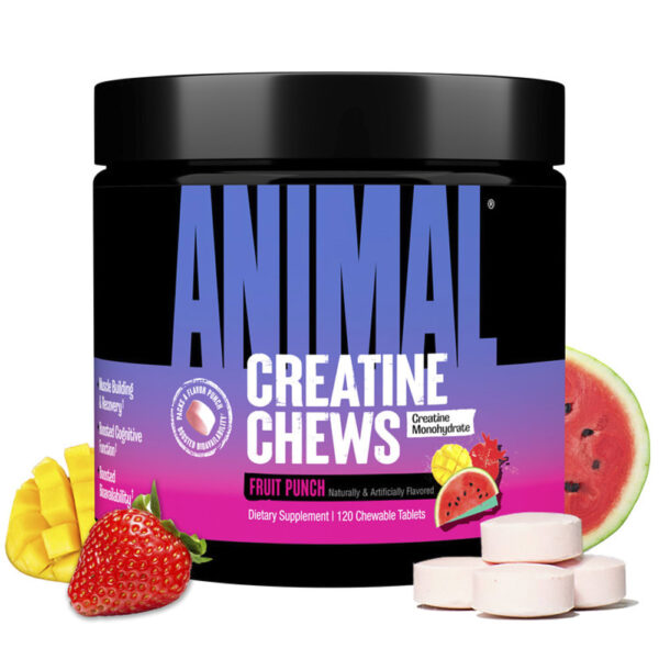Animal - Creatina Mastigável Ponche de Frutas 120 Comprimidos Mastigáveis