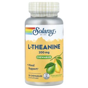 Solaray - L-Theanine Limão-siciliano Natural 200 mg 30 Cápsulas Mastigáveis