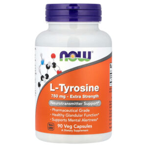 NOW Foods - L-tirosina 750 mg 90 Cápsulas Vegetais