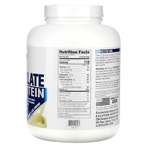 EVLution Nutrition - 100% Proteína Isolada Sorvete de Baunilha 2,268 g
