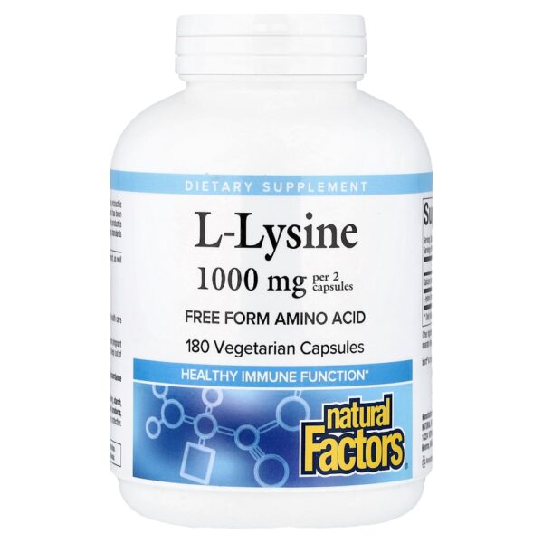 Natural Factors - L-Lisina 500 mg 180 Cápsulas Vegetarianas