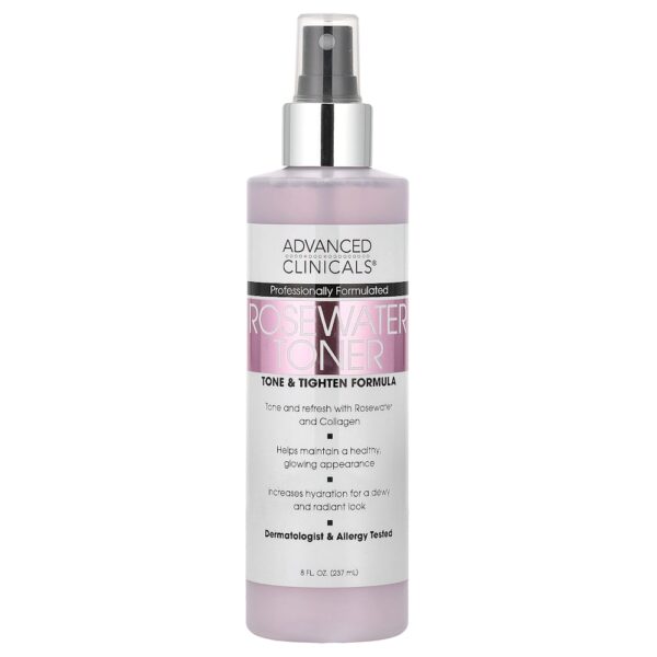 Advanced Clinicals - Fórmula de Toner Tom e Aperto com Água de Rosas 235 ml