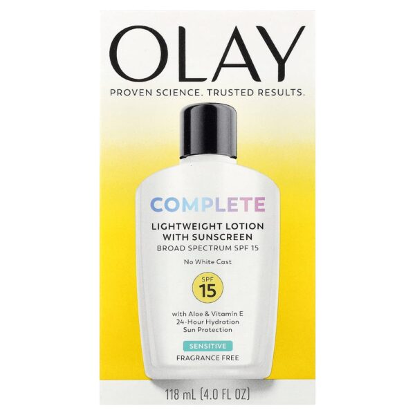 51-18.jpg Olay - Completo Loção Leve com Protetor Solar FPS 15 Sensível Sem Perfume 120 ml