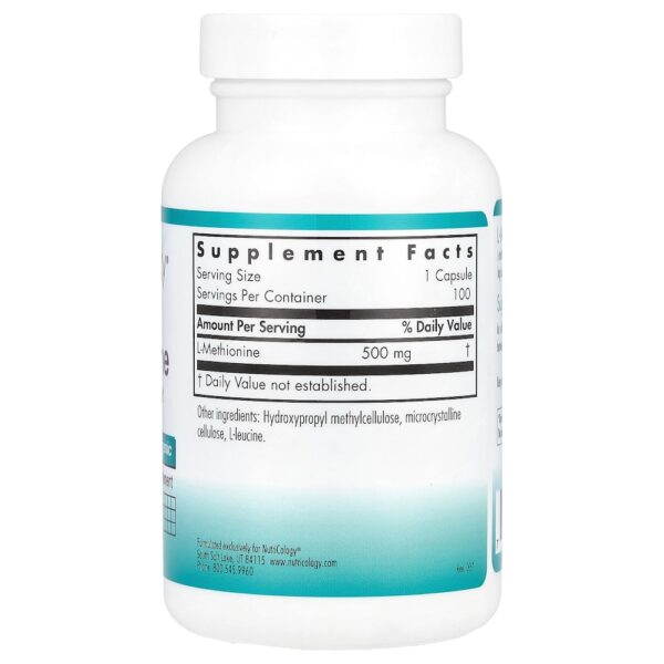 Nutricology - L-Metionina 500 mg 100 Cápsulas Vegetarianas