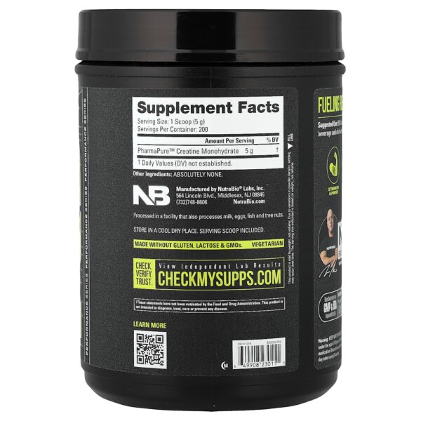 Nutrabio Labs - Creatina Mono-hidratada Micronizada Sem Sabor 1.000 g (998 g)