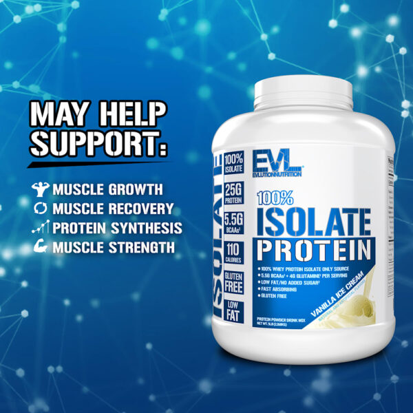 EVLution Nutrition - 100% Proteína Isolada Sorvete de Baunilha 2,268 g