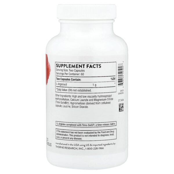 Thorne - L-Arginina 120 Cápsulas (500 mg por Cápsula)