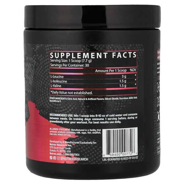 Nutrex Research - BCAA 6000 Recuperação Ponche de Frutas 231 g