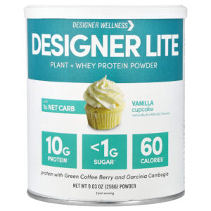 Designer Wellness - Designer Lite Planta + Proteína Whey em Pó Bolinho de Baunilha 256 g