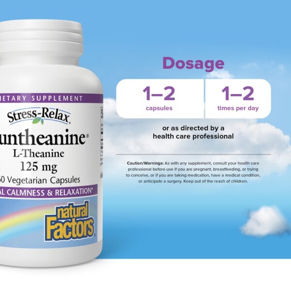 Natural Factors - Stress-Relax L-Theanine Suntheanine 60 Cápsulas Vegetarianas (125 mg por Cápsula)