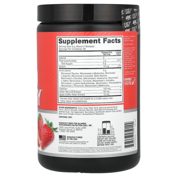 Optimum Nutrition - Essential Amin.O. Energy Explosão de Morango Suculento 270 g