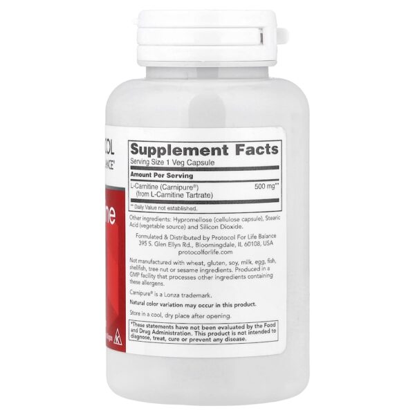 Protocol for Life Balance - L-Carnitina 500 mg 60 Cápsulas Vegetais