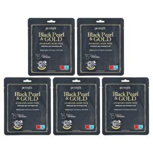 56-7.jpg Petitfee - Pacote de Máscara de Beleza Hidrogel de Pérola Negra e Ouro 5 Folhas 32 g Cada