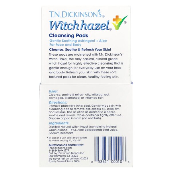 Dickinson Brands - TN Esponjas de Limpeza Witch Hazel da Dickinson Sem Perfume 60 Esponjas de Limpeza